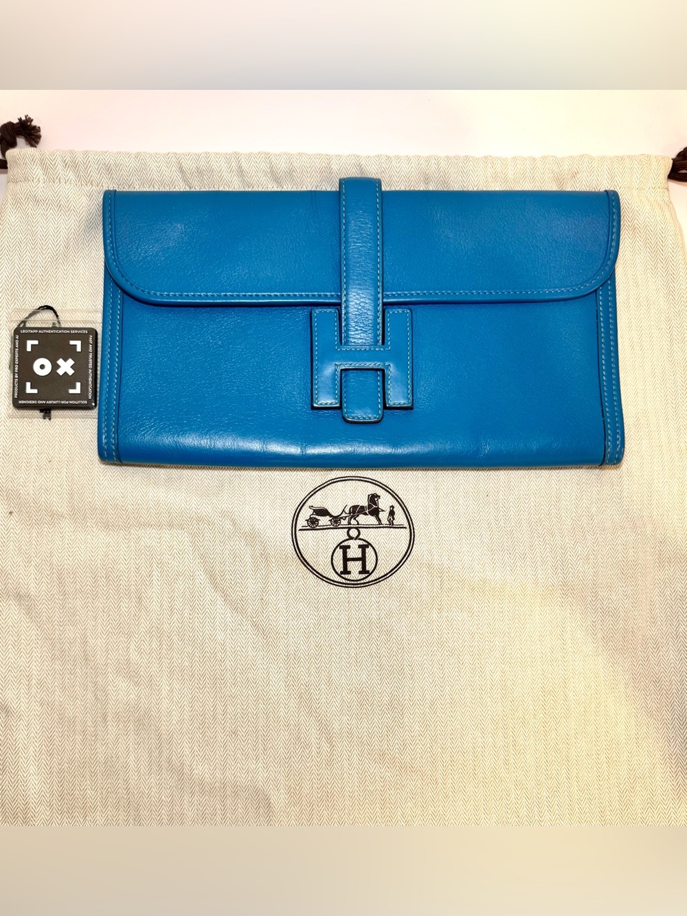Hermes Jige Elan 29 Clutch Bag In Blue Swift Leather